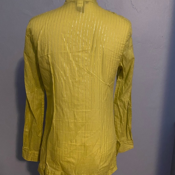 Green and silver pinstriped Button down blouse - Picture 2 of 7